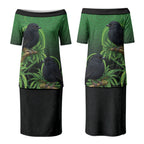 New Zealand Black Robin Couples Matching Puletasi and Hawaiian Shirt Karure Maori Koru Art Tattoo