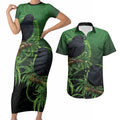 New Zealand Black Robin Couples Matching Short Sleeve Bodycon Dress and Hawaiian Shirt Karure Maori Koru Art Tattoo