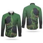 New Zealand Black Robin Couples Matching Short Sleeve Bodycon Dress and Long Sleeve Button Shirt Karure Maori Koru Art Tattoo
