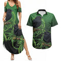 New Zealand Black Robin Couples Matching Summer Maxi Dress and Hawaiian Shirt Karure Maori Koru Art Tattoo