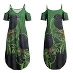 New Zealand Black Robin Couples Matching Summer Maxi Dress and Hawaiian Shirt Karure Maori Koru Art Tattoo