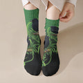New Zealand Black Robin Crew Socks Karure Maori Koru Art Tattoo