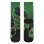 New Zealand Black Robin Crew Socks Karure Maori Koru Art Tattoo