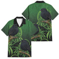 New Zealand Black Robin Family Matching Long Sleeve Bodycon Dress and Hawaiian Shirt Karure Maori Koru Art Tattoo
