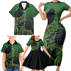 New Zealand Black Robin Family Matching Short Sleeve Bodycon Dress and Hawaiian Shirt Karure Maori Koru Art Tattoo