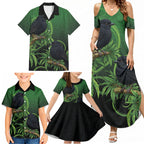 New Zealand Black Robin Family Matching Summer Maxi Dress and Hawaiian Shirt Karure Maori Koru Art Tattoo