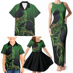 New Zealand Black Robin Family Matching Tank Maxi Dress and Hawaiian Shirt Karure Maori Koru Art Tattoo