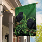 New Zealand Black Robin Garden Flag Karure Maori Koru Art Tattoo