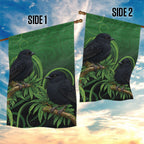 New Zealand Black Robin Garden Flag Karure Maori Koru Art Tattoo