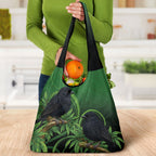 New Zealand Black Robin Grocery Bag Karure Maori Koru Art Tattoo