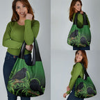 New Zealand Black Robin Grocery Bag Karure Maori Koru Art Tattoo