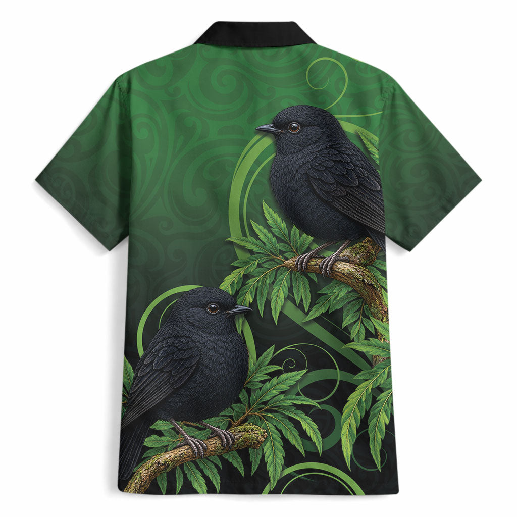 New Zealand Black Robin Hawaiian Shirt Karure Maori Koru Art Tattoo