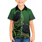 New Zealand Black Robin Hawaiian Shirt Karure Maori Koru Art Tattoo