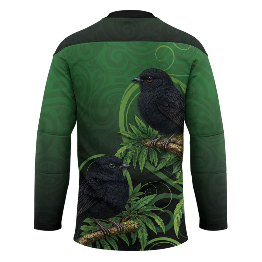 New Zealand Black Robin Hockey Jersey Karure Maori Koru Art Tattoo