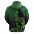 New Zealand Black Robin Hoodie Karure Maori Koru Art Tattoo