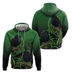 New Zealand Black Robin Hoodie Karure Maori Koru Art Tattoo