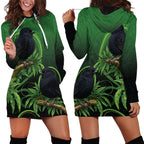 New Zealand Black Robin Hoodie Dress Karure Maori Koru Art Tattoo