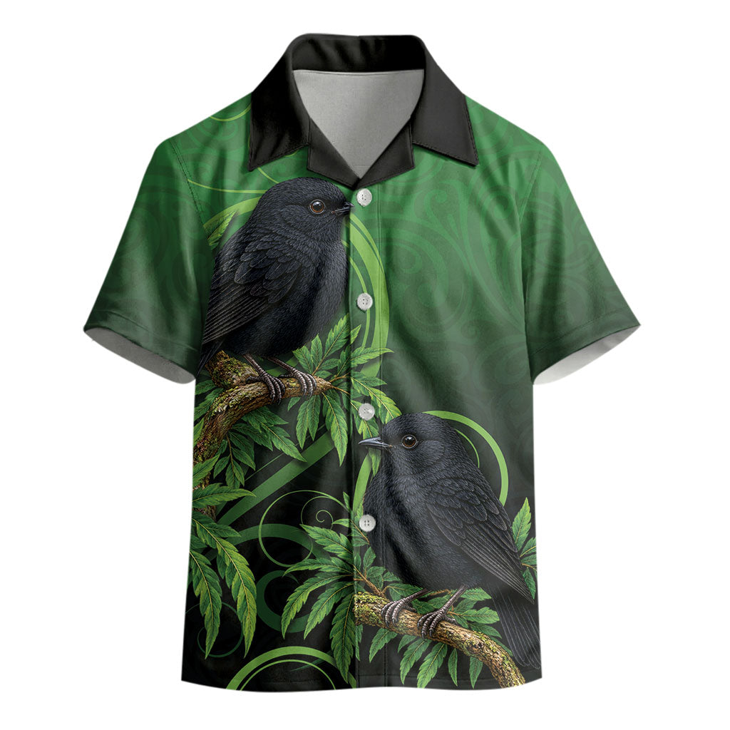 New Zealand Black Robin Kid Hawaiian Shirt Karure Maori Koru Art Tattoo