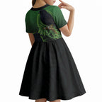 New Zealand Black Robin Kid Short Sleeve Dress Karure Maori Koru Art Tattoo