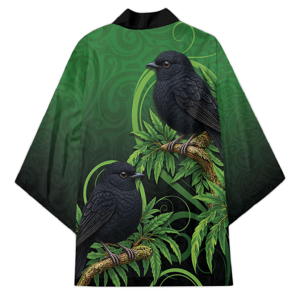 New Zealand Black Robin Kimono Karure Maori Koru Art Tattoo