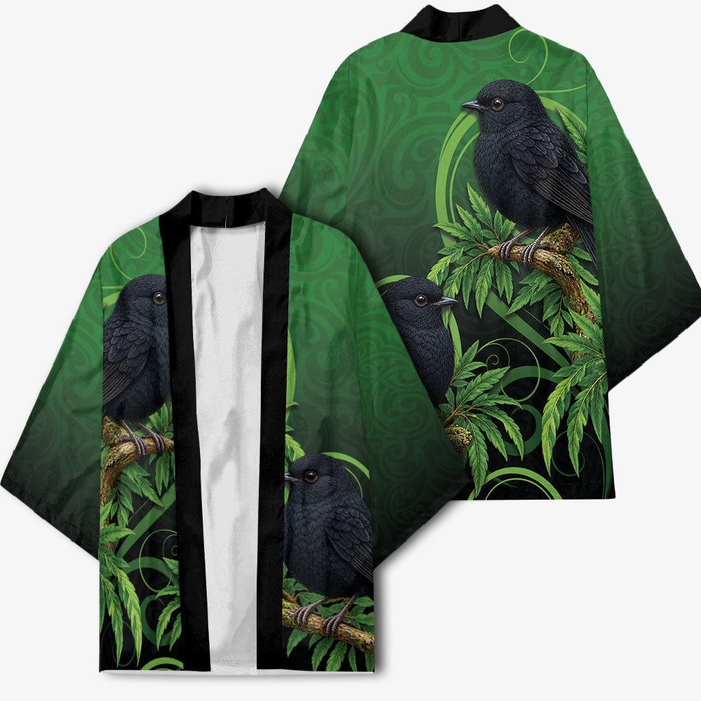 New Zealand Black Robin Kimono Karure Maori Koru Art Tattoo