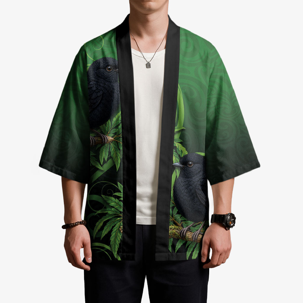 New Zealand Black Robin Kimono Karure Maori Koru Art Tattoo