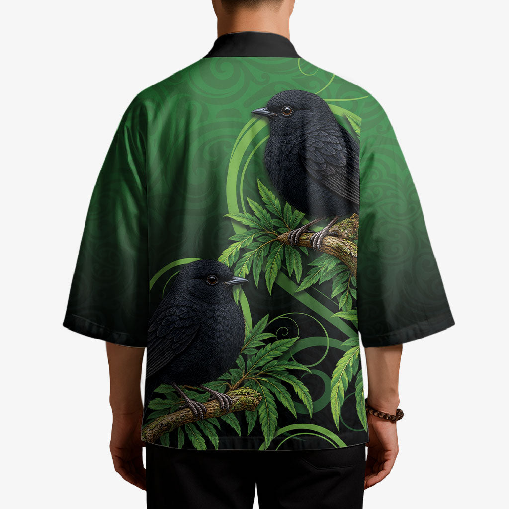 New Zealand Black Robin Kimono Karure Maori Koru Art Tattoo
