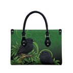 New Zealand Black Robin Leather Bag Karure Maori Koru Art Tattoo