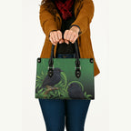 New Zealand Black Robin Leather Bag Karure Maori Koru Art Tattoo