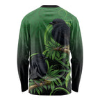 New Zealand Black Robin Long Sleeve Shirt Karure Maori Koru Art Tattoo