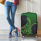 New Zealand Black Robin Luggage Cover Karure Maori Koru Art Tattoo