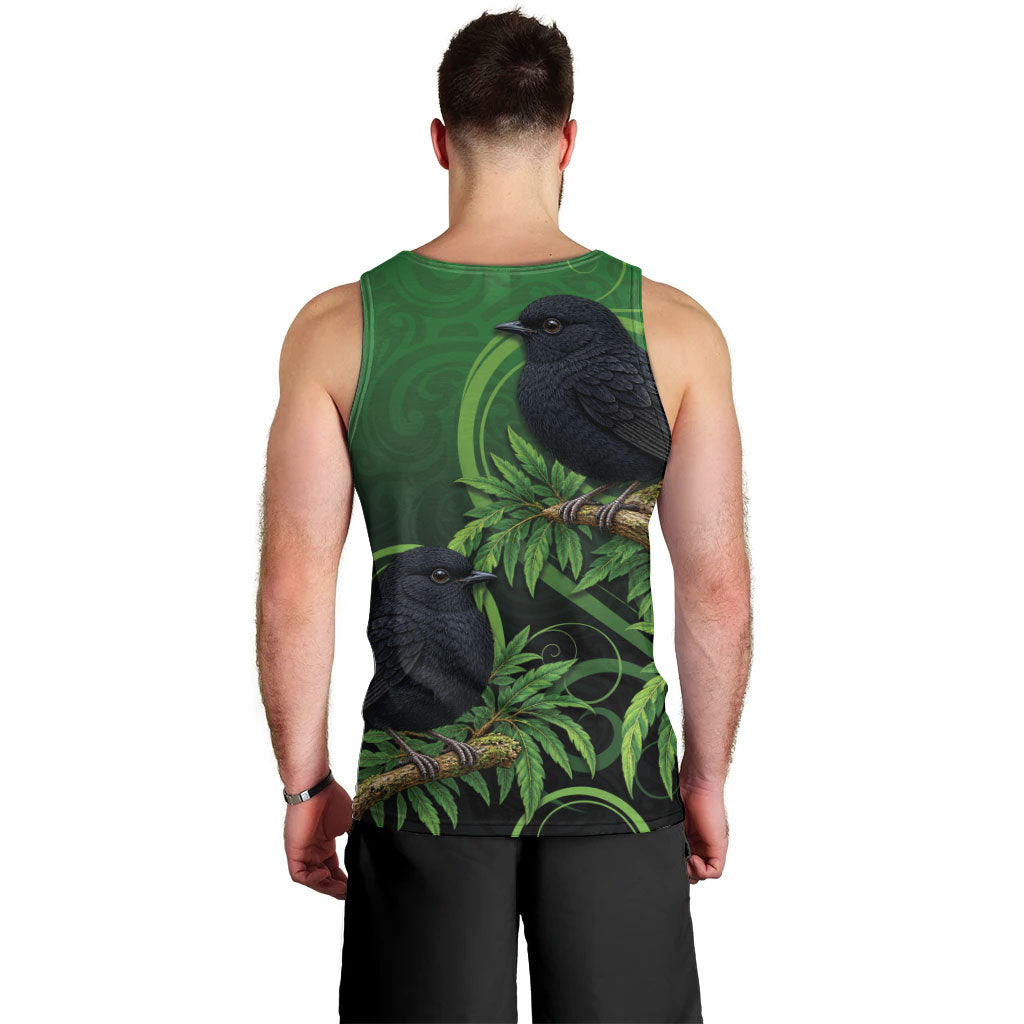 New Zealand Black Robin Men Tank Top Karure Maori Koru Art Tattoo
