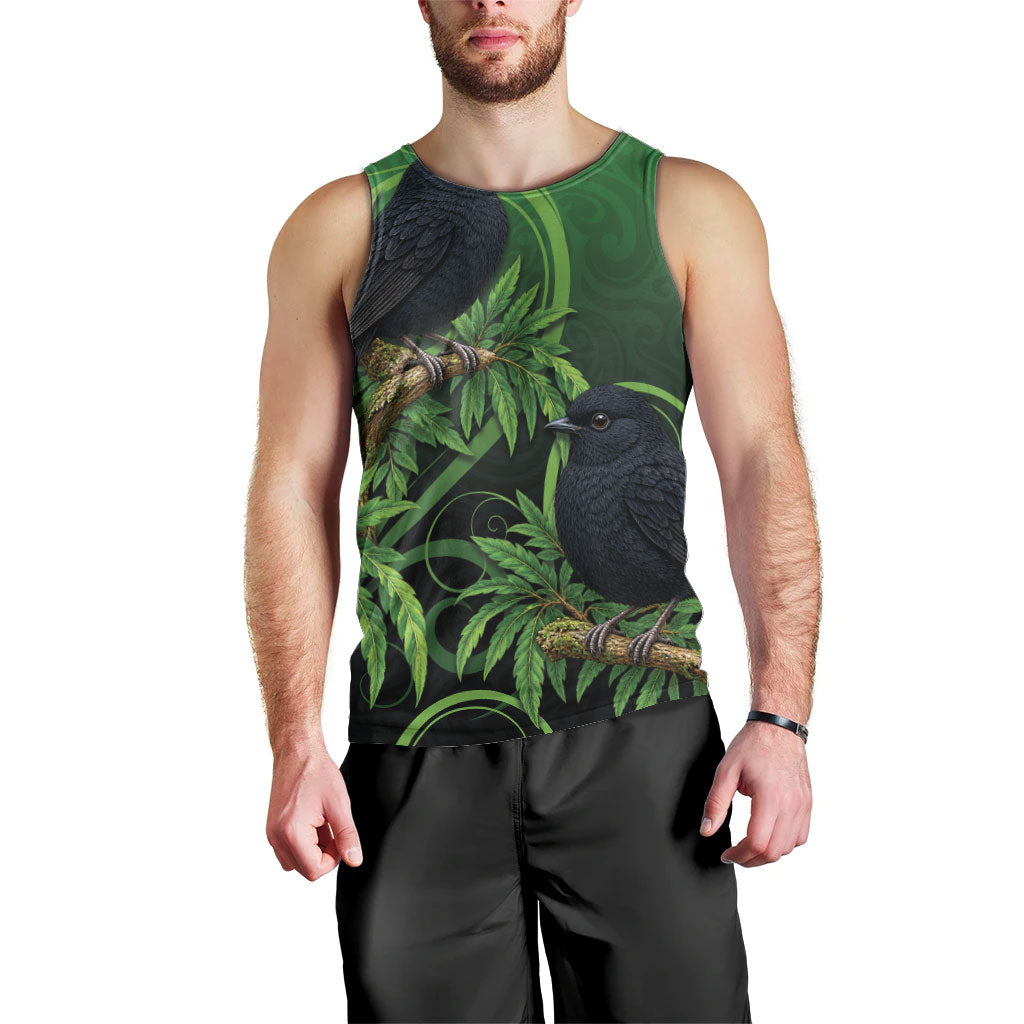 New Zealand Black Robin Men Tank Top Karure Maori Koru Art Tattoo