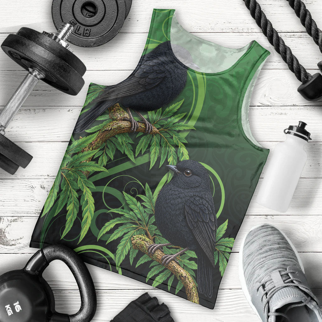 New Zealand Black Robin Men Tank Top Karure Maori Koru Art Tattoo