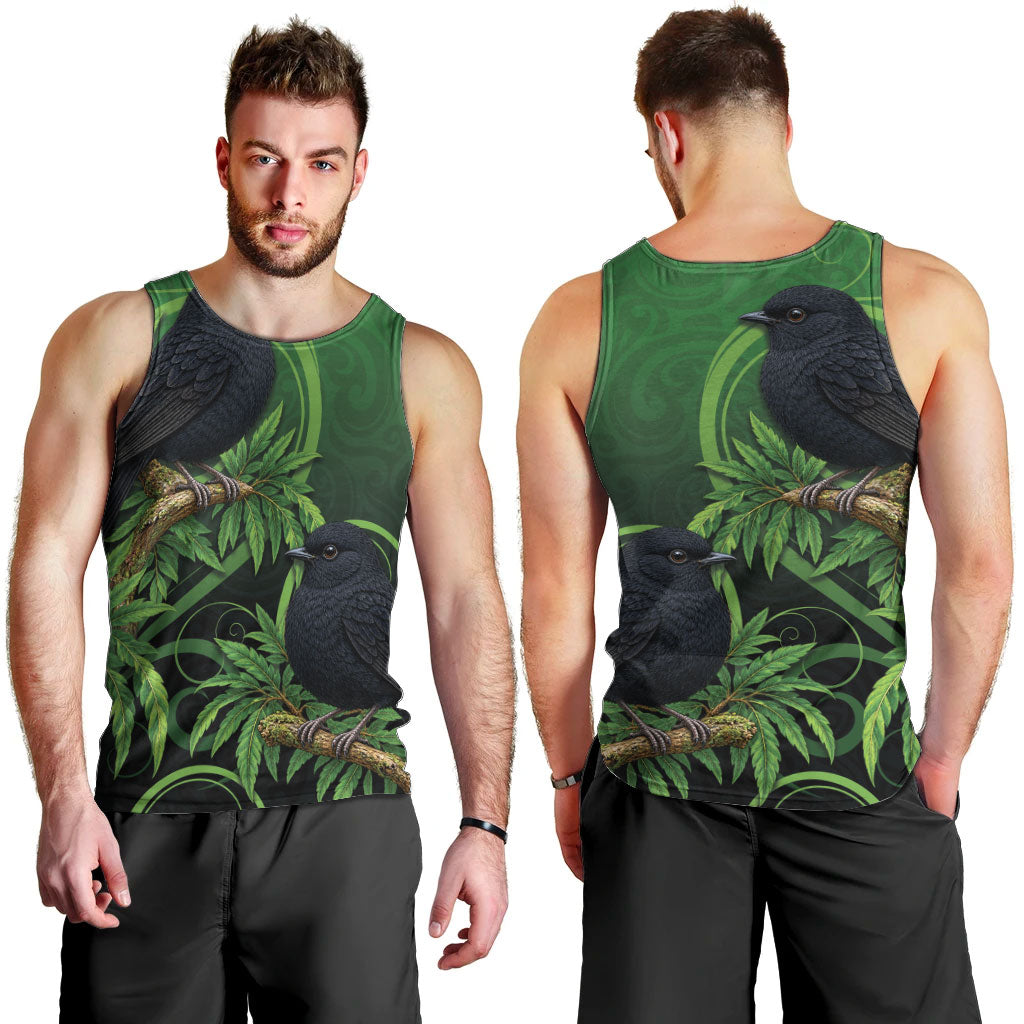New Zealand Black Robin Men Tank Top Karure Maori Koru Art Tattoo