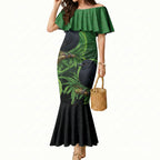 New Zealand Black Robin Mermaid Dress Karure Maori Koru Art Tattoo