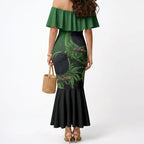 New Zealand Black Robin Mermaid Dress Karure Maori Koru Art Tattoo