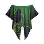 New Zealand Black Robin Off Shoulder Wrap Waist Top Karure Maori Koru Art Tattoo