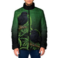 New Zealand Black Robin Padded Jacket Karure Maori Koru Art Tattoo