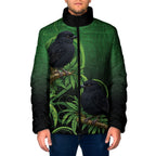 New Zealand Black Robin Padded Jacket Karure Maori Koru Art Tattoo