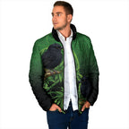 New Zealand Black Robin Padded Jacket Karure Maori Koru Art Tattoo