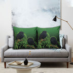 New Zealand Black Robin Pillow Cover Karure Maori Koru Art Tattoo