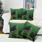 New Zealand Black Robin Pillow Cover Karure Maori Koru Art Tattoo