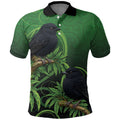 New Zealand Black Robin Polo Shirt Karure Maori Koru Art Tattoo