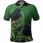 New Zealand Black Robin Polo Shirt Karure Maori Koru Art Tattoo