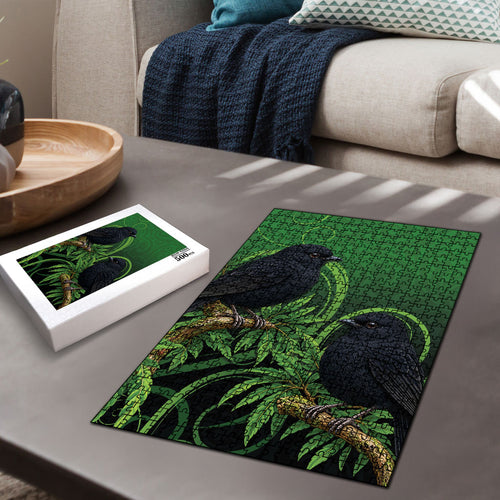 New Zealand Black Robin Puzzle Karure Maori Koru Art Tattoo