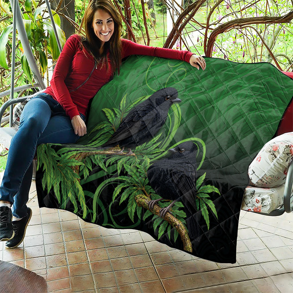 New Zealand Black Robin Quilt Karure Maori Koru Art Tattoo