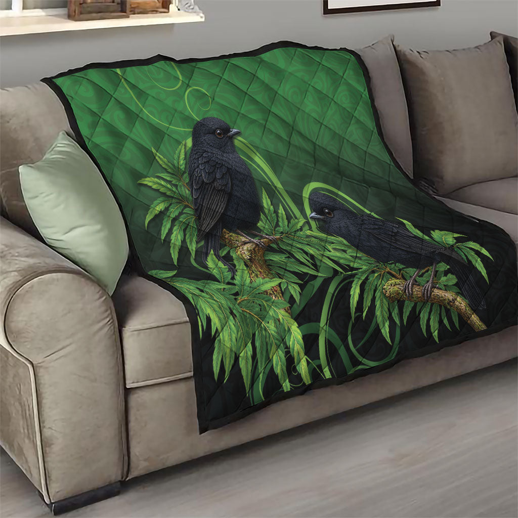New Zealand Black Robin Quilt Karure Maori Koru Art Tattoo