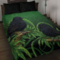 New Zealand Black Robin Quilt Bed Set Karure Maori Koru Art Tattoo
