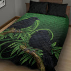 New Zealand Black Robin Quilt Bed Set Karure Maori Koru Art Tattoo